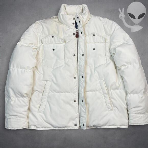 Ralph Lauren Men's Medium White Cream Puffer Jacket vintage - Picture 3 of 8